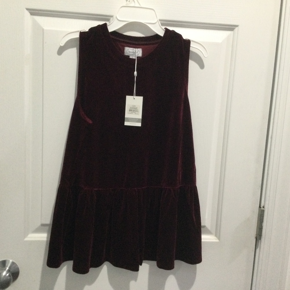 BRAND NEW! Mud Pie Velvet Sable Peplum Top - Small